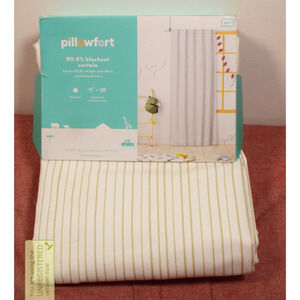 Pillowfort 42"x 84" Mini Striped Kids' Blackout Window Curtain Panel Beige*